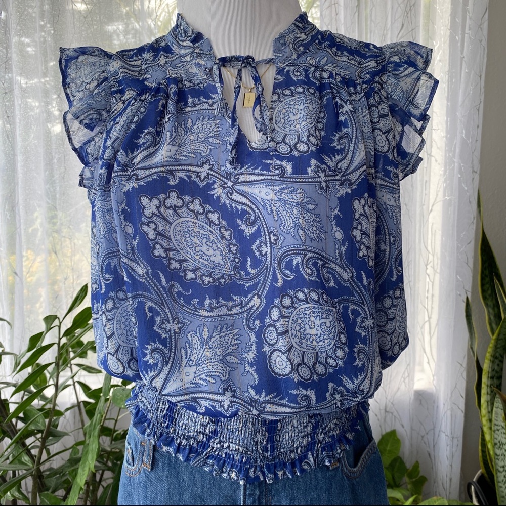 MAISON DAMELIE (ANTHROPOLOGIE) - Blue Paisley Blouse